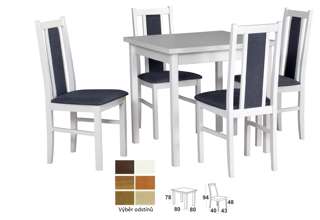 Vyobrazení desky stolu a židle v odstínu - bílá