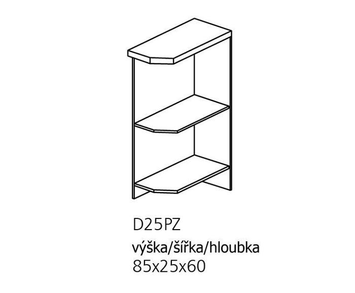 Fotogalerie D25PZ ( 25 cm) pravá, Spodní skříňka ukončovací kuchyňské linky Sicília - ořech