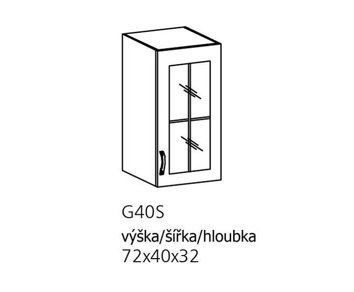 Fotogalerie G40S (40 cm) pravá, horní skříňka kuchyňské linky Linea