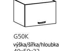 Fotogalerie G50K ( 50 cm), horní výklopná skříňka kuchyňské linky Sicília - ořech
