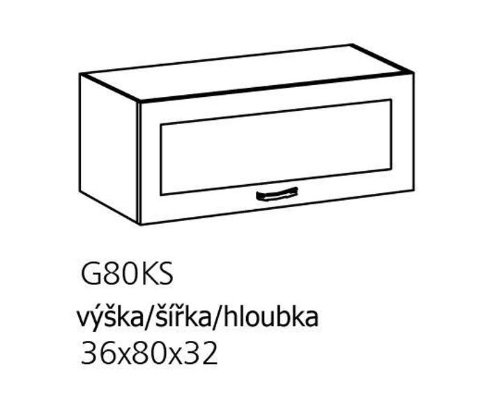 Fotogalerie G80KS (80 cm), horní skříňka výklopná prosklená kuchyňské linky Sicília - bílá