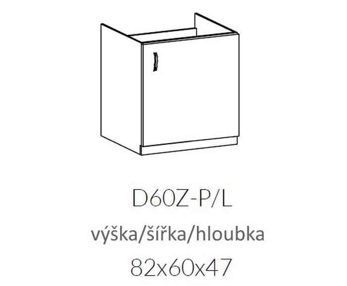 Fotogalerie D60Z-P/L (60 cm) pravá, spodní skříňka dřezová kuchyňské linky Provance