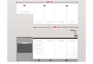 Kuchyň Platinum 220/160 cm - 8 barev, vysoký lesk