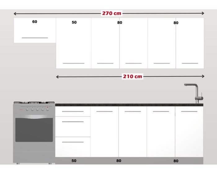 Fotogalerie Kuchyňská linka Platinum 270/210 cm, vysoký lesk