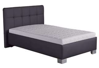 Blanář – čalouněná postel Kelly s matrací 120×200 z umělé kůže (koženka) - tmavě šedá