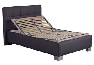 Blanář – moderní čalouněná postel Kelly 140×200 z umělé kůže (koženka) - tmavě šedá