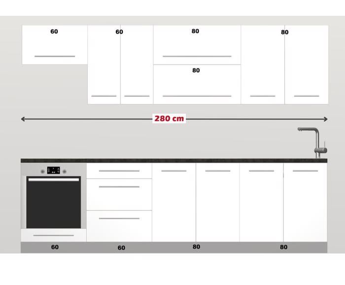 Fotogalerie Kuchyň Platinum 280/280 cm, vysoký lesk