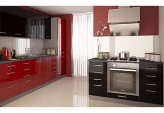 Kuchyňská linka Platinum 270/410 cm, vysoký lesk