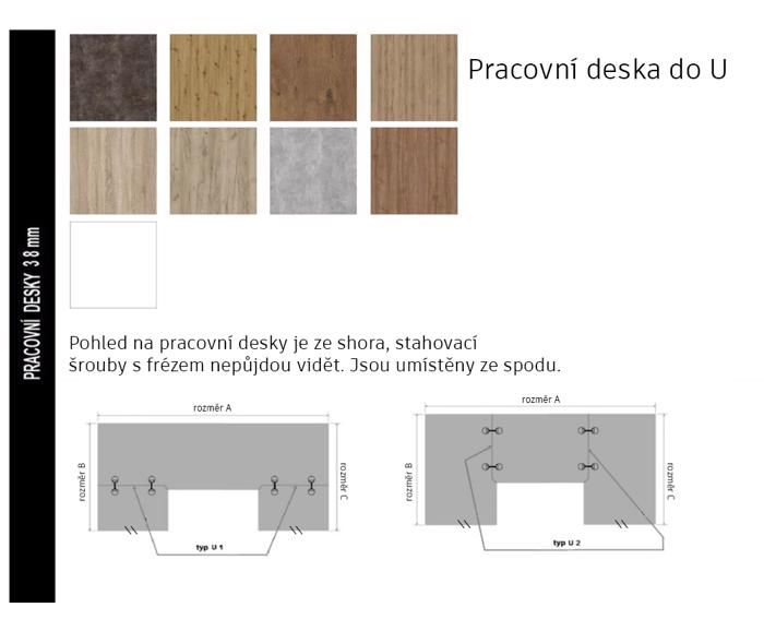 Fotogalerie Kuchyňská pracovní deska do  tvaru U - tloušťka 38 mm s frézovanými hladkými spoji výběr barev