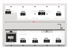 Fotogalerie Rovná kuchyňská linka Platinum délky 300 cm s myčkou - vysoký lesk