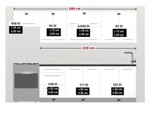 Fotogalerie Kuchyňská linka Platinum 280/220 cm - 8 barev, vysoký lesk