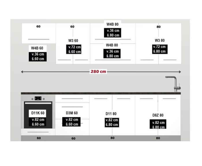 Fotogalerie Kuchyň Platinum 280/280 cm, vysoký lesk