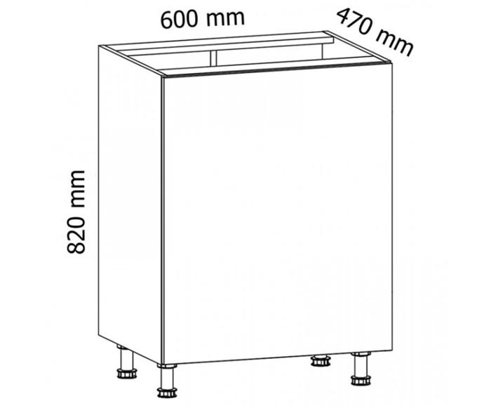 Fotogalerie D60Z-P/L (60 cm) pravá, spodní skříňka dřezová kuchyňské linky Linea