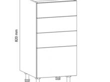 Fotogalerie D40S4( 40 cm), skříňka dolní s 4 šuplíky kuchyňské linky Aspen - bílá