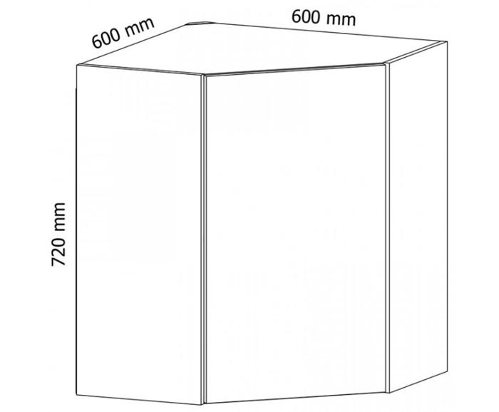 Fotogalerie G60N pravá (60 cm), horní skříňka rohová kuchyňské linky Aspen - bílá