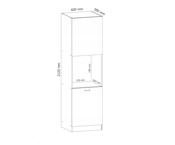 Fotogalerie D60P levá ( 60 cm), vysoká skříňka pro vestavnou troubu kuchyňské linky Aspen - šedá