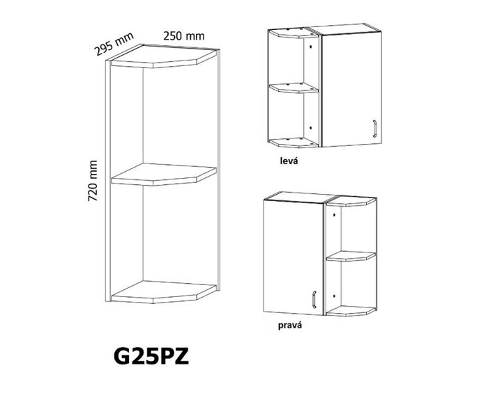 Fotogalerie G25PZ (25 cm), skříňka rohová koncová kuchyňské linky Sicília - ořech