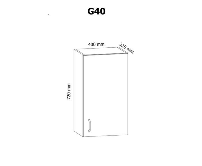 Fotogalerie G40 pravá  ( 40 cm), horní skříňka kuchyňské linky Aspen - šedá