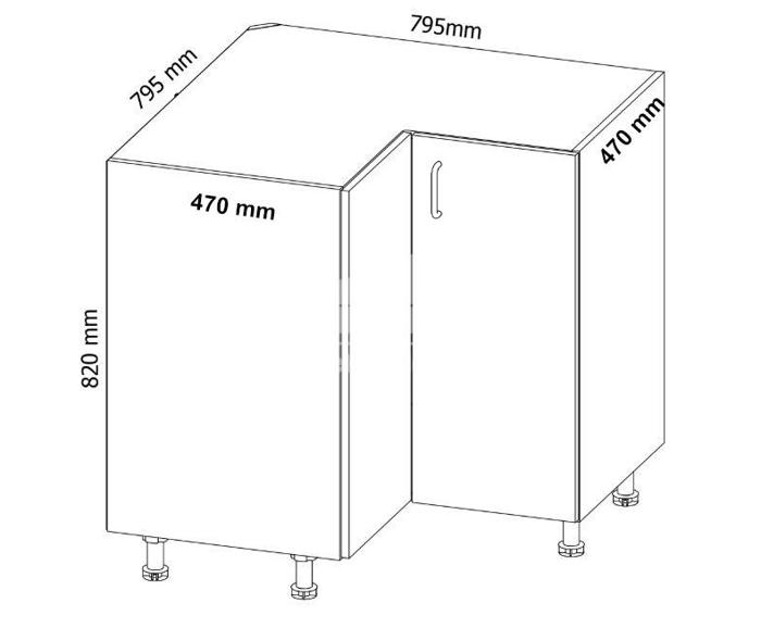 Fotogalerie D90N ( 90 cm), spodní skříňka rohová kuchyňské linky Provance