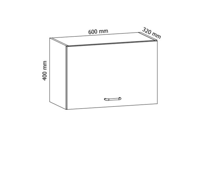 Fotogalerie G60K ( 60 cm), horní skříňka výklopná kuchyňské linky Aspen - šedá