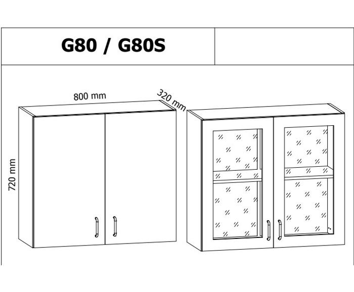 Fotogalerie G80 ( 80 cm), horní skříňka kuchyňské linky Aspen - šedá
