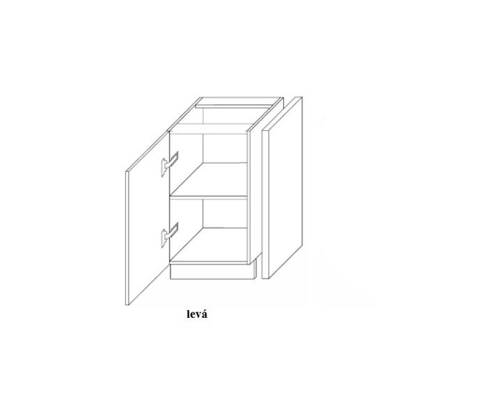Fotogalerie D40S1 levá ( 40 cm), skříňka dolní s 1 šuplíkem kuchyňské linky Aspen - šedá