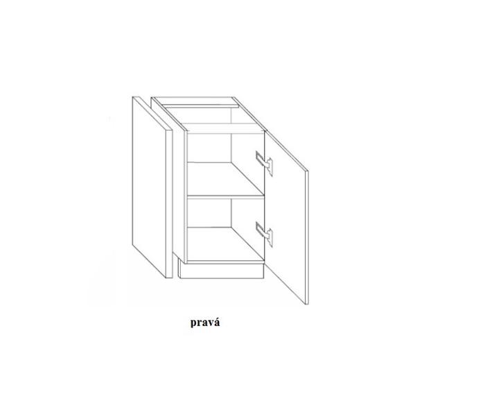 Fotogalerie D40S1 pravá ( 40 cm), skříňka dolní s 1 šuplíkem kuchyňské linky Aspen - šedá