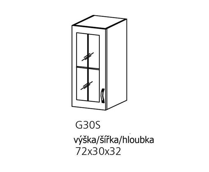 Fotogalerie G30S (30 cm) levá, horní skříňka kuchyňské linky Provance