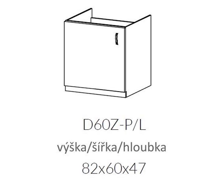 Fotogalerie D60Z-P/L (60 cm) levá, spodní skříňka dřezová kuchyňské linky Provance