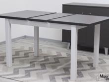 Fotogalerie Jídelní set 10 – bílá/grafit/potah 8  (stůl rozkládací + 4 židlí)