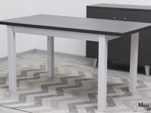 Fotogalerie Jídelní set 10 – bílá/grafit/potah 8  (stůl rozkládací + 4 židlí)