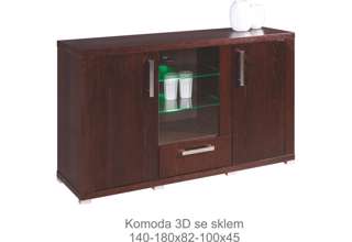 Komoda 1S 1DSZ 2DPE REMI se sklem (180x82x45)