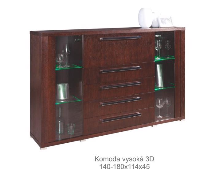 Fotogalerie Komoda vysoká REMI 4S s barem 2DSZ (140x117x45)