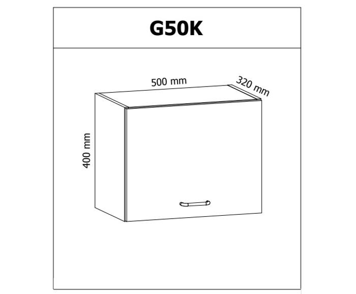 Fotogalerie G50K (50 cm), horní skříňka výklopná kuchyňské linky Aspen - šedá