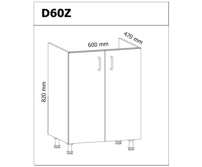 Fotogalerie D60Z (60 cm), spodní skříňka dřezová kuchyňské linky Royal
