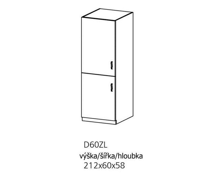 Fotogalerie D60ZL (60 cm) levá, vysoká skříňka pro vestavnou lednici kuchyňské linky Sicília - ořech