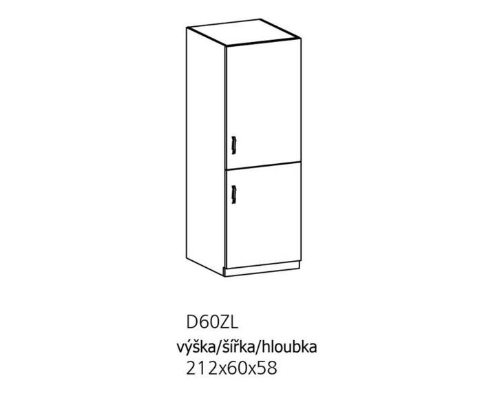 Fotogalerie D60ZL (60 cm) pravá, vysoká skříňka pro vestavnou lednici kuchyňské linky Sicília - ořech