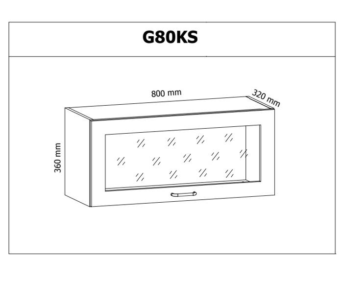 Fotogalerie G80KS (80 cm), horní prosklená výklopná skříňka kuchyňské linky Provance