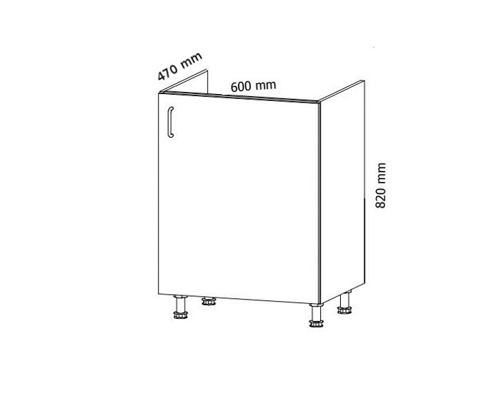 Fotogalerie D60P/L  (60 cm) pravá, spodní skříňka jedno dvířková kuchyňské linky Aspen - šedá