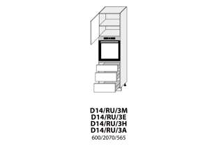 D14RU/3 (60 cm) - skříňka pro vestavbu se šuplíky, kuchyňské linky Platinum