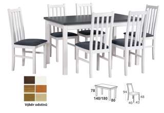 vyobrazení desky stolu v odstínu - grafit, židle v odstínu bílá