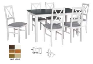 Vyobrazení desky stolu v odstínu - grafit, židle v odstínu - bílá
