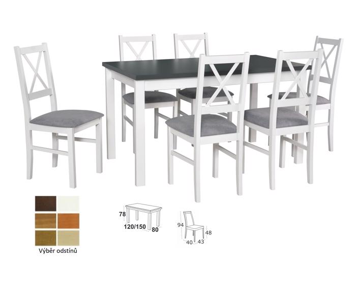 Vyobrazení desky stolu v odstínu - grafit, židle v odstínu - bílá