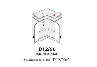 D12 90 ( 90 cm) spodní skříňka rohová, kuchyňské linky Platinum