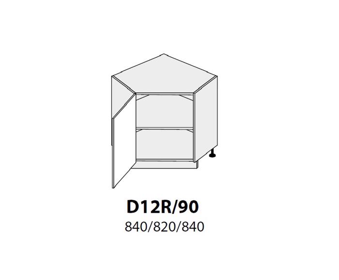 Fotogalerie D12R 90 (90 cm) spodní skříňka rohová, kuchyňská linka Malmo