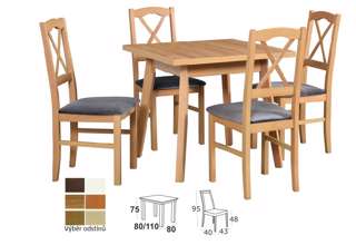 Vyobrazení desky stolu a židle v odstínu - dub grandson
