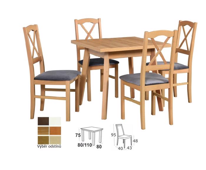 Vyobrazení desky stolu a židle v odstínu - dub grandson