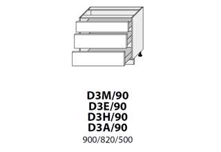 D3M 90 ( 90 cm), kuchyňské linky Platinum