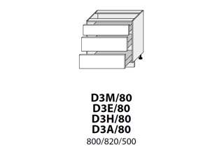D3M 80 (80 cm), kuchyňské linky Platinum