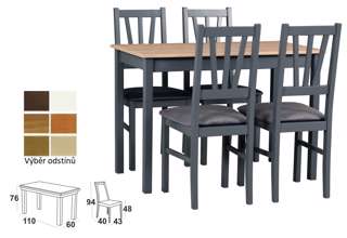 Vyobrazení desky stolu v odstínu - olše, židle v odstínu - grafit